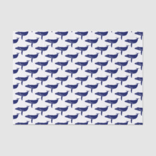 Vintage Wal-Silhouette-Zeichnung Blau Seidenpapier