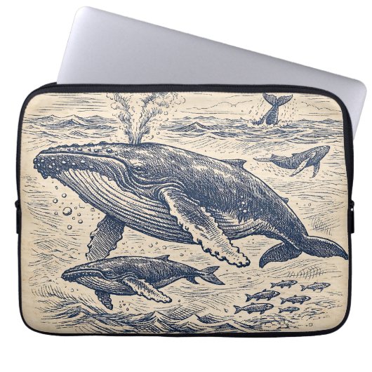 Vintage-Walbuck-Pod-Gravur Laptopschutzhülle (Vorderseite)