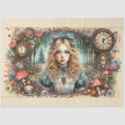 Vintage Wald Alice Fairytale Decoupage Seidenpapier (Vorderseite)