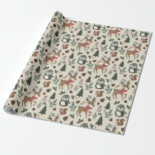 Vintage-Wald-Babyhirsch-holzige Geschenkpapier