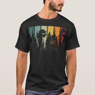 Vintage-Wald-Bäume im Freien Natur Wandern Camping T-Shirt