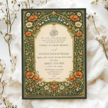 Vintage-Wald-Blumen-Art Nouveau-Islamische-Hochzei