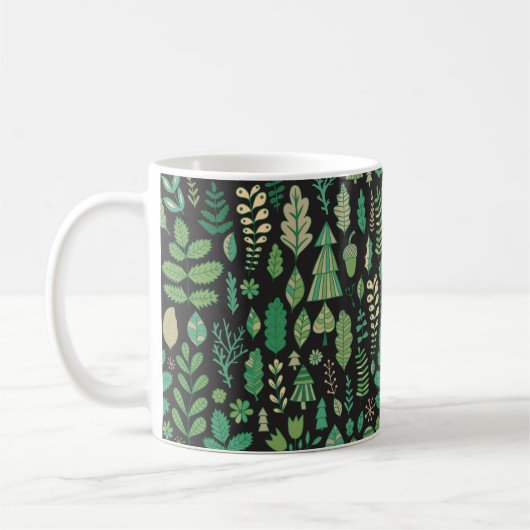 Vintage-Wald-Blumen nahtloses Design Kaffeetasse (Links)