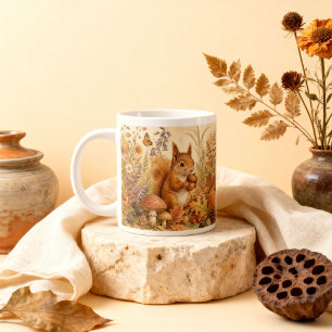 Vintage-Wald-Botanik-Eichhörnchen-Cottagecore  Jumbo-Tasse