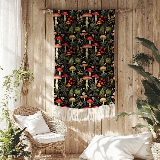 Vintage-Wald-Decke Pilze & Rustikaler Stil Fleecedecke