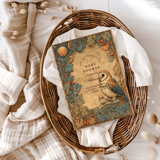 Vintage-Wald-Eule-Baby-Party Einladung