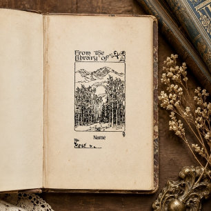 Vintage-Wald-Ex-Libris-Bookplate personalisieren Gummistempel