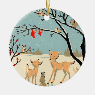 Vintage-Wald Freunde Keramik Ornament