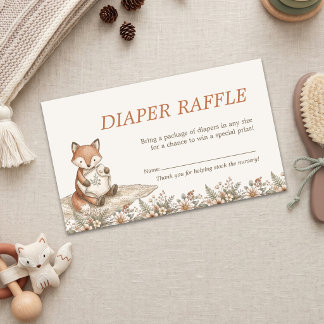 Vintage-Wald-Fuchs-Baby-Shower-Windel-Raffle Begleitkarte