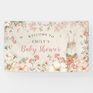 Vintage-Wald-Häschen-Mädchen-Willkommen-Baby-Party Banner