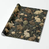 Vintage-Wald-Hasen-Muster dunkle Botanik Geschenkpapier (Ungerollt)