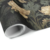 Vintage-Wald-Hasen-Muster dunkle Botanik Geschenkpapier (Rolleneckpunkt)