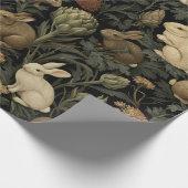 Vintage-Wald-Hasen-Muster dunkle Botanik Geschenkpapier (Ecke)