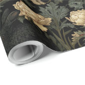 Vintage-Wald-Hasen-Muster dunkle Botanik Geschenkpapier (Rolleneckpunkt)