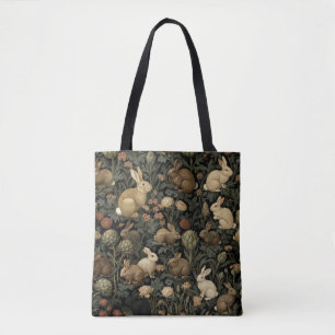 Vintage-Wald-Hasen-Muster dunkle Botanik Tasche