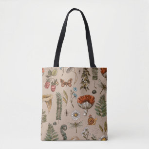 Vintage-Wald-Natur nahtloses Muster. Amanita Tasche