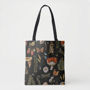 Vintage-Wald-Natur nahtloses Muster. Amanita Tasche