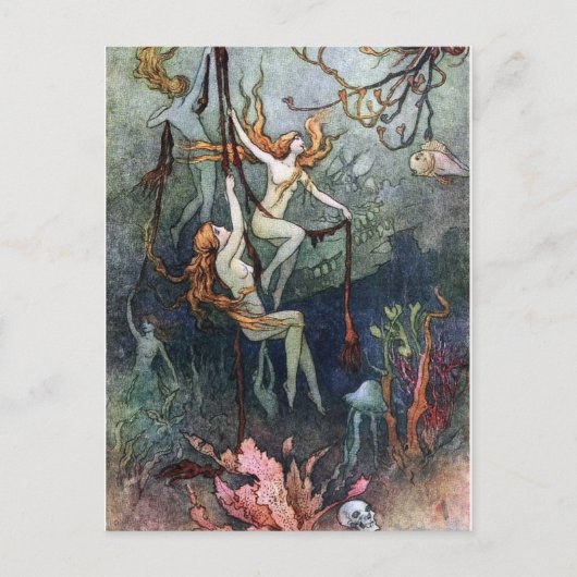 Vintage Wald-Nymphen Postkarte (Vorderseite)