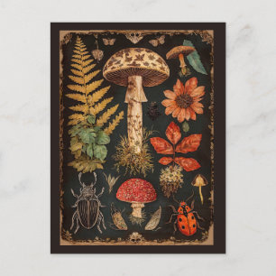 Vintage-Wald-Pilzhaus-Cottagecore  Postkarte