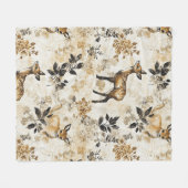 Vintage-Wald-Reh-Muster Fleecedecke (Vorderseite (Horizontal))