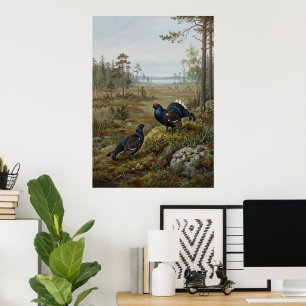 Vintage-Wald-Schneehuhn-Wildlife-Malerei-Poster Poster