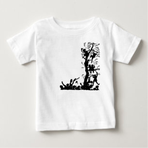 Vintage-Wald-Silhouette-Geschichtenbuch-Baum-Szene Baby T-shirt