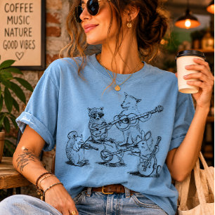 Vintage-Wald-Tier-Akustik-Folk-Band T-Shirt