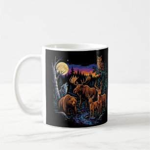 Vintage-Wald-Wildtiere-Elch-Bär-Wolf-Hirsch Kaffeetasse