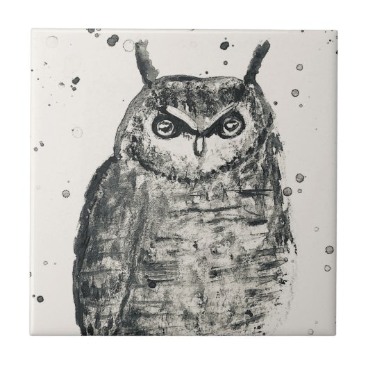 Vintage Wälder Augvogel Aquarell Fliese (Vorderseite)