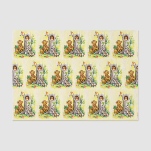 Vintage Wälder Tiere Kinder Party Gewebe Seidenpapier (Vorderseite)