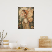 Vintage-Waldfee mit Blumenkrone Fantasy-Kunst Poster (Küche)