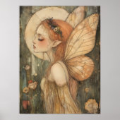 Vintage-Waldfee mit Blumenkrone Fantasy-Kunst Poster (Vorne)