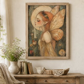 Vintage-Waldfee mit Blumenkrone Fantasy-Kunst Poster