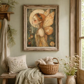 Vintage-Waldfee mit Blumenkrone Fantasy-Kunst Poster