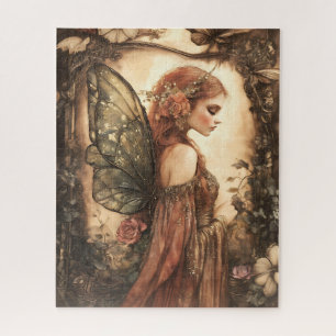 Vintage-Waldfee mit Rosen Puzzle