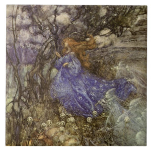 Vintage Waldfee und -Sprites 6" Fliese