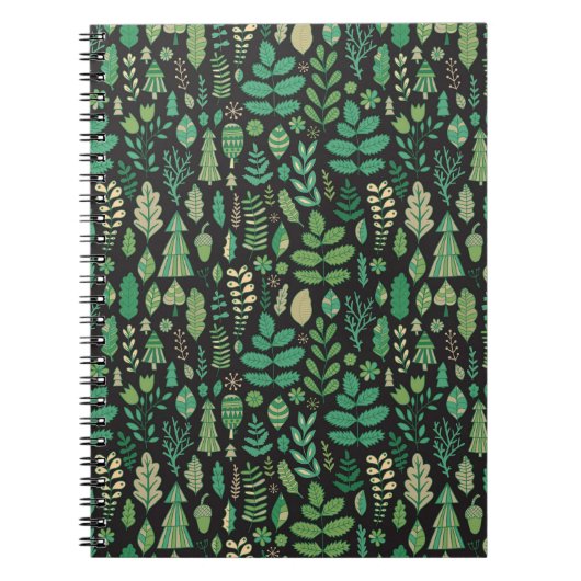 Vintage Waldflora Nahtlos Notizblock (Vorderseite)