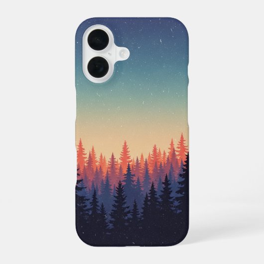 Vintage-Waldgradient iPhone 16 Hülle (Rückseite)