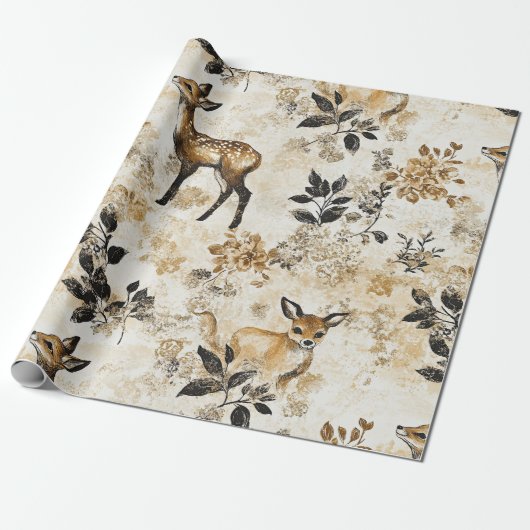 Vintage-Waldhirschmuster Geschenkpapier (Ungerollt)