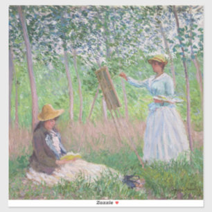 Vintage-Waldkunst mit gesprenkeltem Sonnenlicht vo Aufkleber