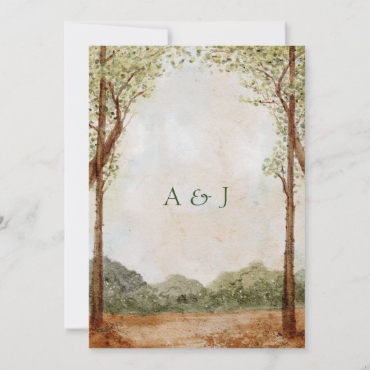 Vintage Waldlandschaft Einladung (Rückseite)