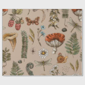 Vintage Waldlandschaft nahtlos Muster. Amanita Geschenkpapier (Flach)