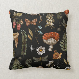 Vintage Waldlandschaft nahtlos Muster. Amanita Kissen