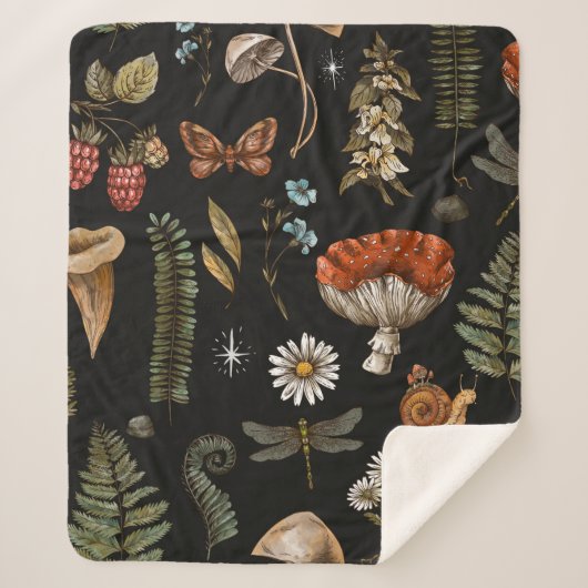 Vintage Waldlandschaft nahtlos Muster. Amanita Sherpadecke (Vorderseite)