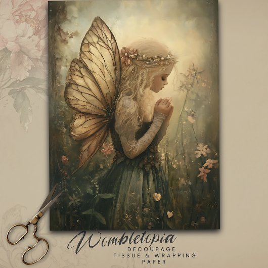 Vintage Waldmühle mit Kronendekoupage Seidenpapier