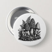 Vintage-Waldpilze Linolschnitt Button (Vorne & Hinten)