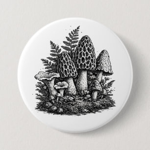 Vintage-Waldpilze Linolschnitt Button