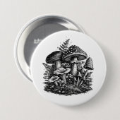 Vintage-Waldpilze Linolschnitt Button (Vorne & Hinten)