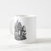Vintage-Waldpilze Linolschnitt Kaffeetasse (Vorderseite Links)