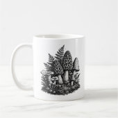 Vintage-Waldpilze Linolschnitt Kaffeetasse (Links)